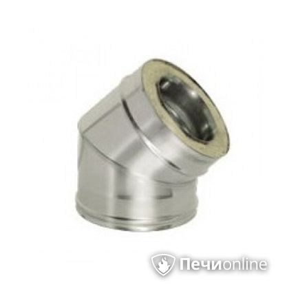 Дымоход Дымок Колено 45° с изоляцией 0,8 мм. OТFR45 200/280 в Махачкале