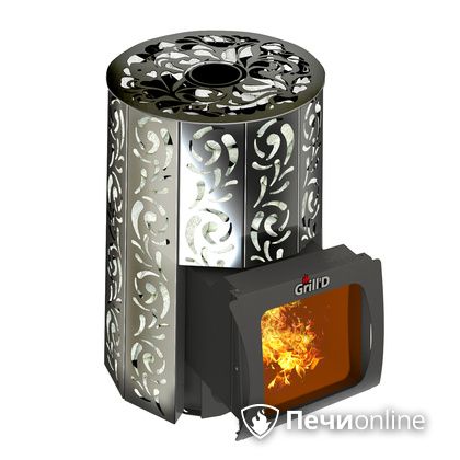 Дровяная печь-каменка GrillD Violet window short Max Жадеит 80 в Махачкале