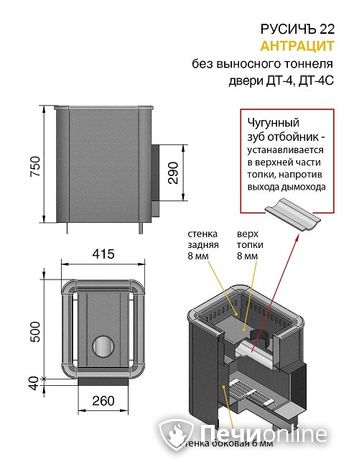 Дровяные печи-каменки Везувий Русичъ Антрацит 22 (ДТ-4) без выноса в Махачкале