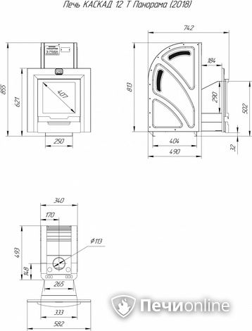 Дровяная банная печь Теплодар Каскад-12 Т Панорама (2018) в Махачкале