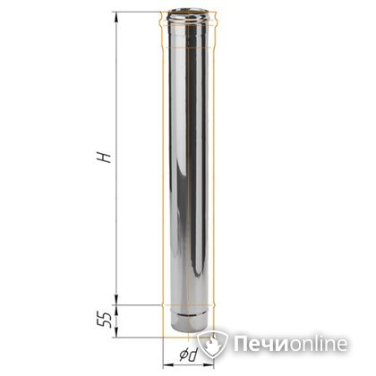 Дымоход Феррум Дымоход нержавейка 08 d-115 L=1м в Махачкале