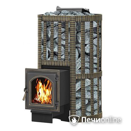 Дровяная банная печь Везувий Ураган Ковка 22 (270) с закрытой каменкой чугун в Махачкале