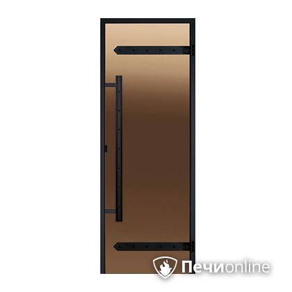 Дверь для бани Harvia Стеклянная дверь для сауны LEGEND 7/19 черная коробка сосна бронза  D71901МL в Махачкале
