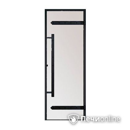 Дверь для бани Harvia Стеклянная дверь для сауны LEGEND 7/19 черная коробка сосна сатин D71905МL в Махачкале